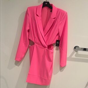 Express Pink Mini Blazer Dress with Cut Outs